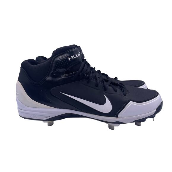 Nike Air Huarache 2K Fresh Baseball Softball Metal Cleats Mid Black White Men 16 - Picture 1 of 8